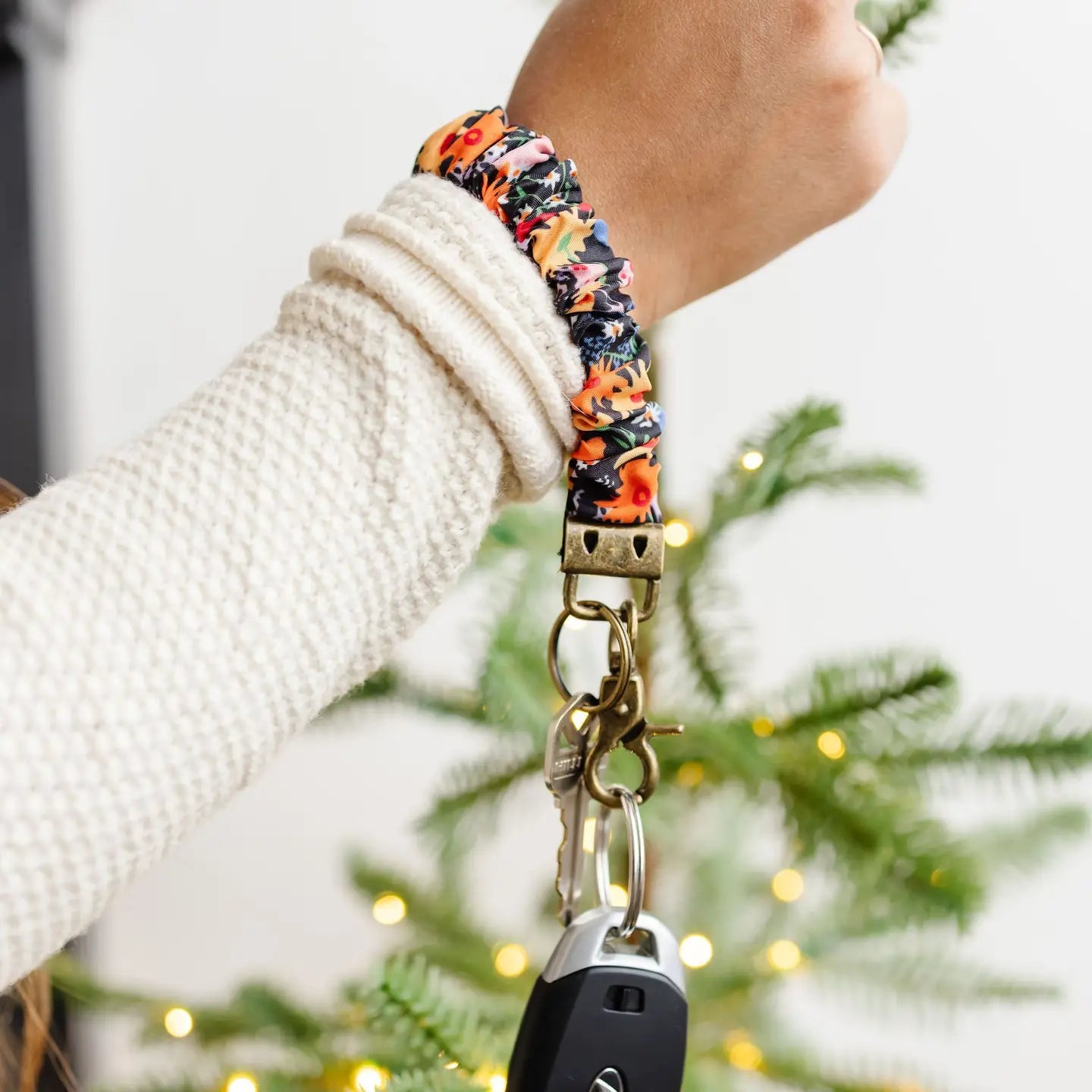 Groovy Floral Scrunchie Keychain