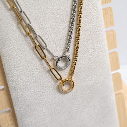 Split Chain with Stone Charm Holder