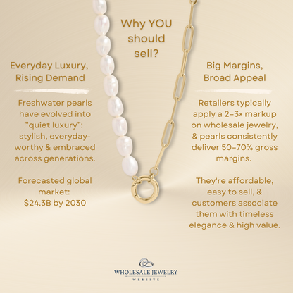 Pearl Paperclip Split Chain Charm Keeper Necklace