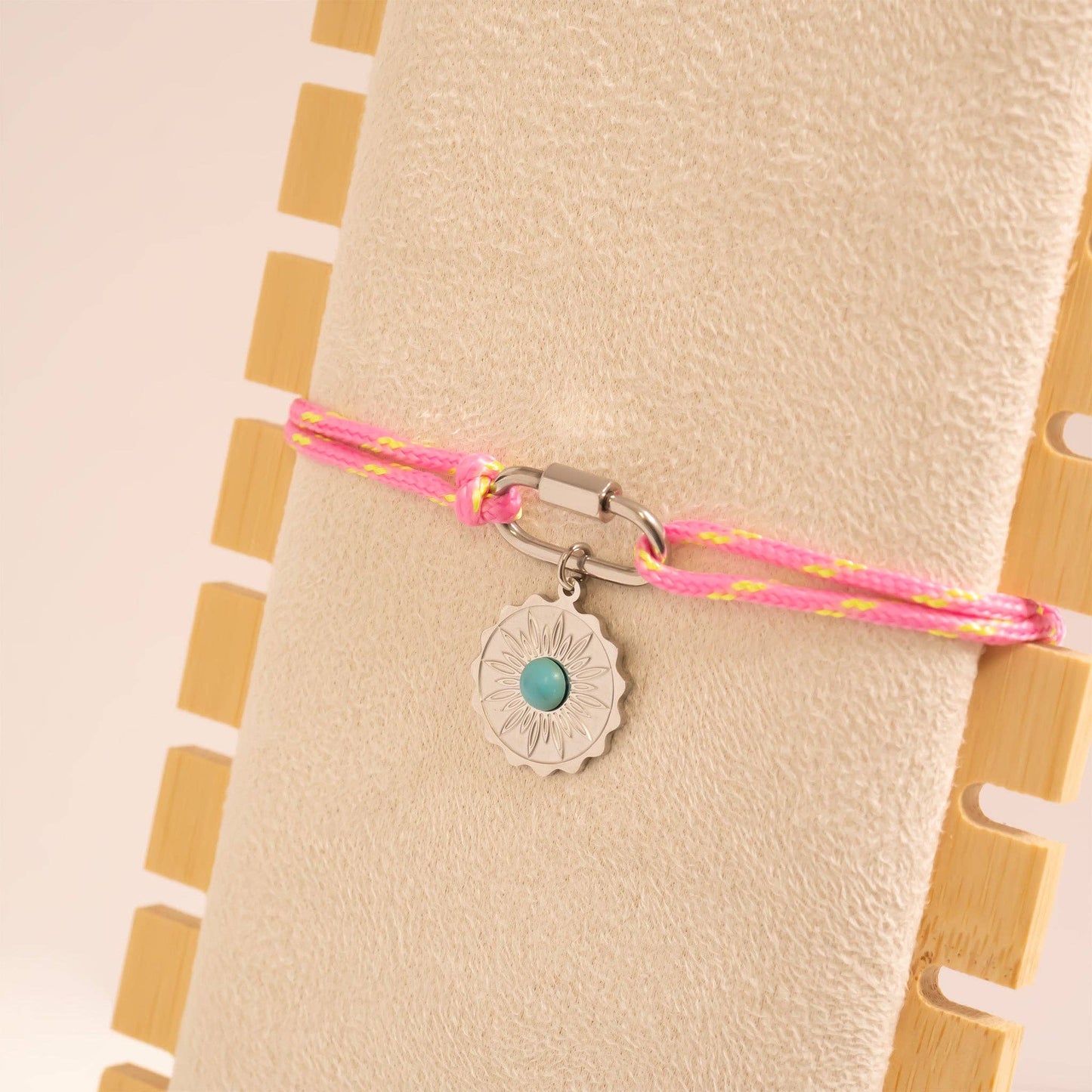 Pink Rope Charm Keeper Bracelet