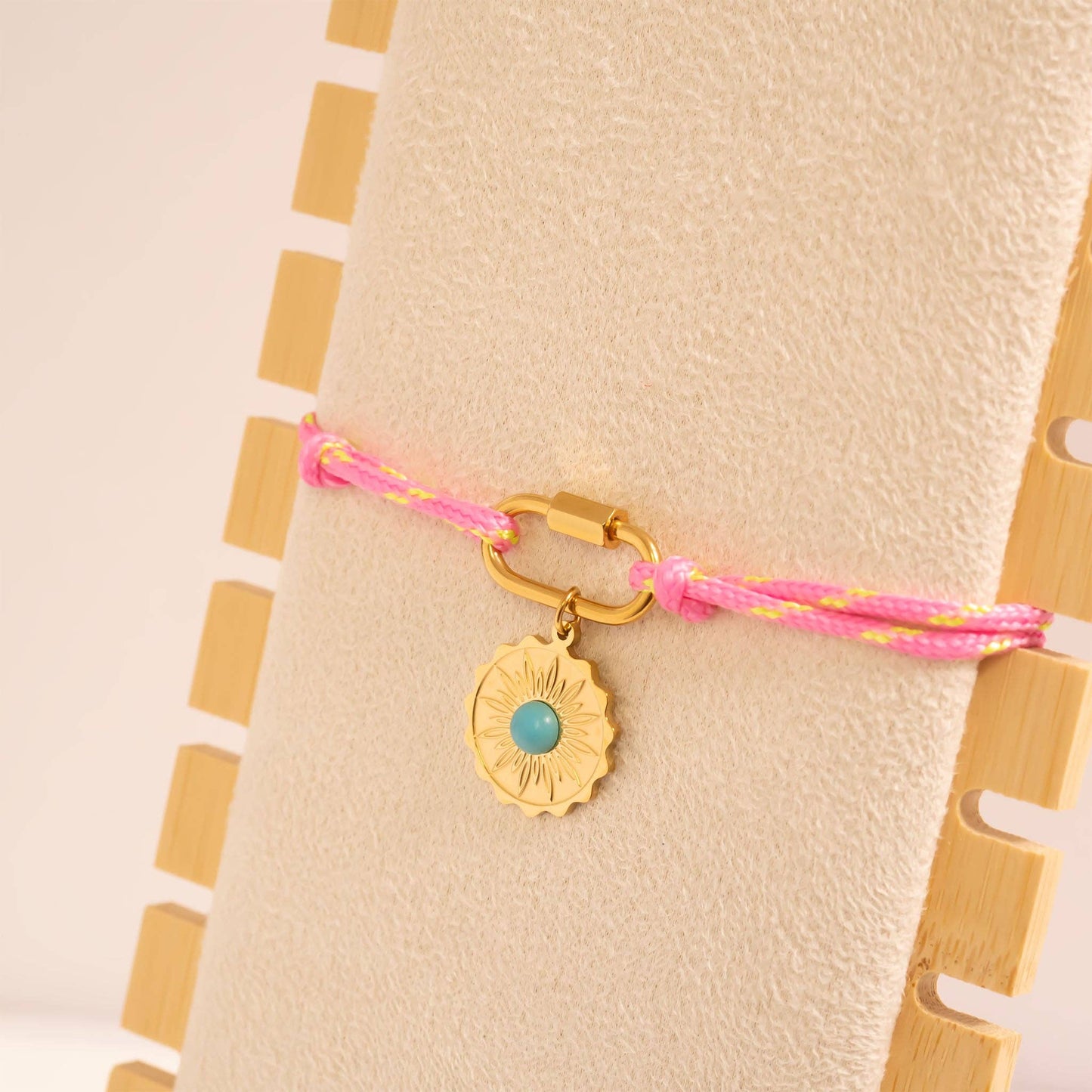 Pink Rope Charm Keeper Bracelet