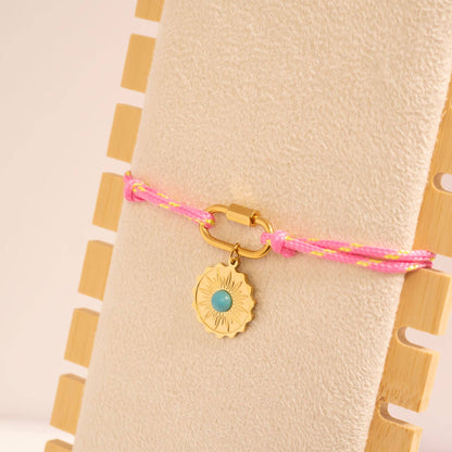 Pink Rope Charm Keeper Bracelet