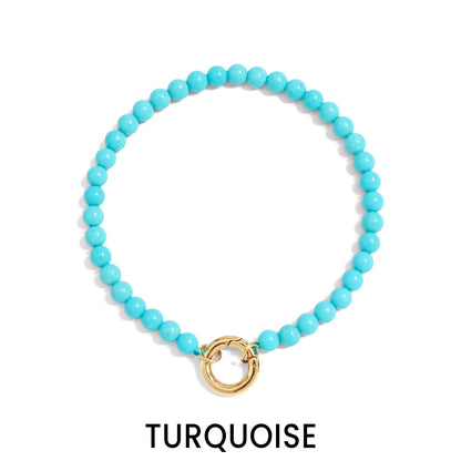 Semi Precious Natural Stone Charm Keeper Bracelet