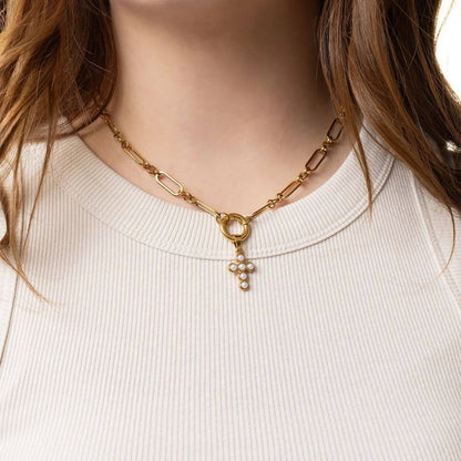Freshwater Pearl Cross Charm
