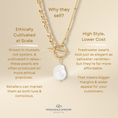 Pearl Paperclip Split Chain Charm Keeper Necklace