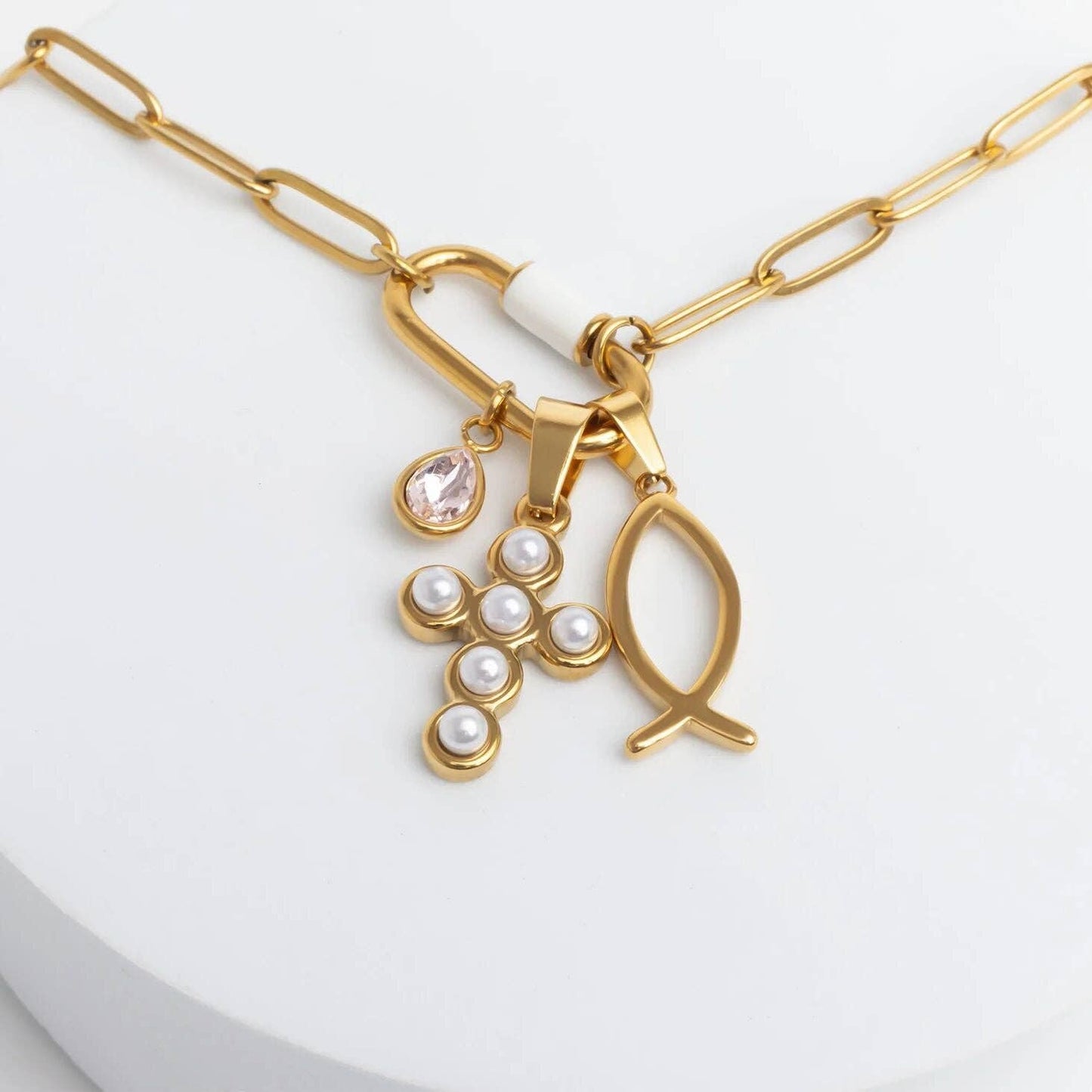 Freshwater Pearl Cross Charm