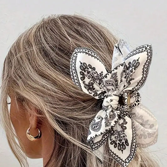 Black and White Print Bow