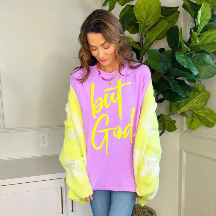 But God Puff Neon Violet Tee
