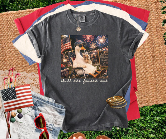 Chill the Fourth Out Goose Graphic Tshirt