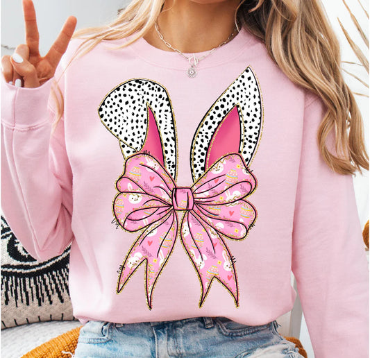 Dalmatian Print Easter Bunny Bow Sweatshirt