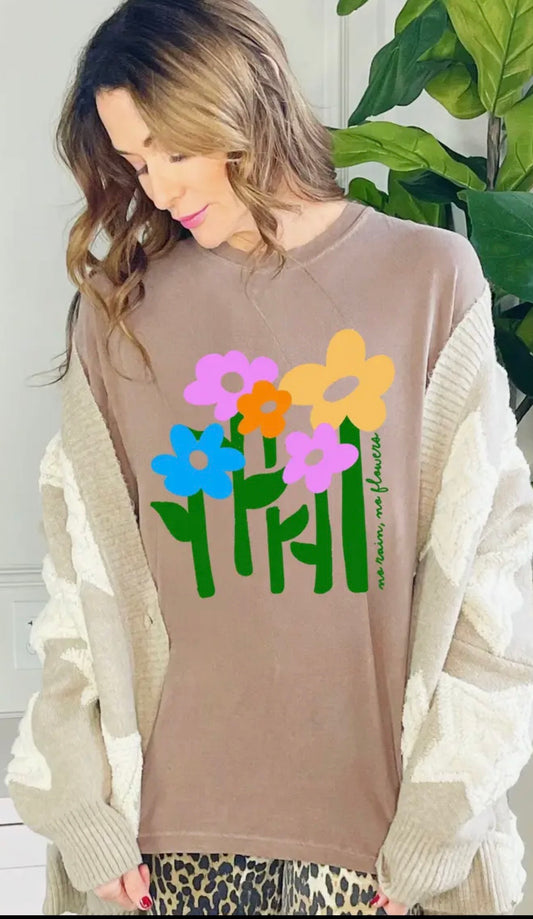 No Rain No Flowers Graphic Tee – Espresso