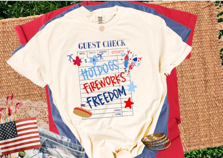 Hotdogs, Fireworks and Freedom Graphic Tshirt