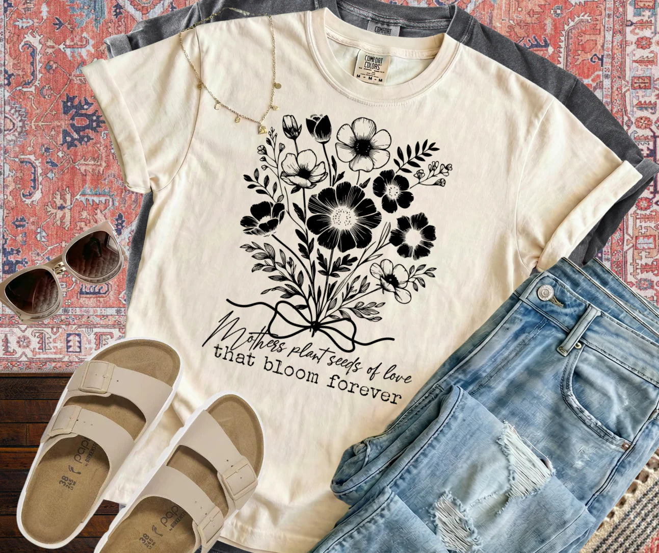 Mothers Plant Seeds of Love - black design Tee