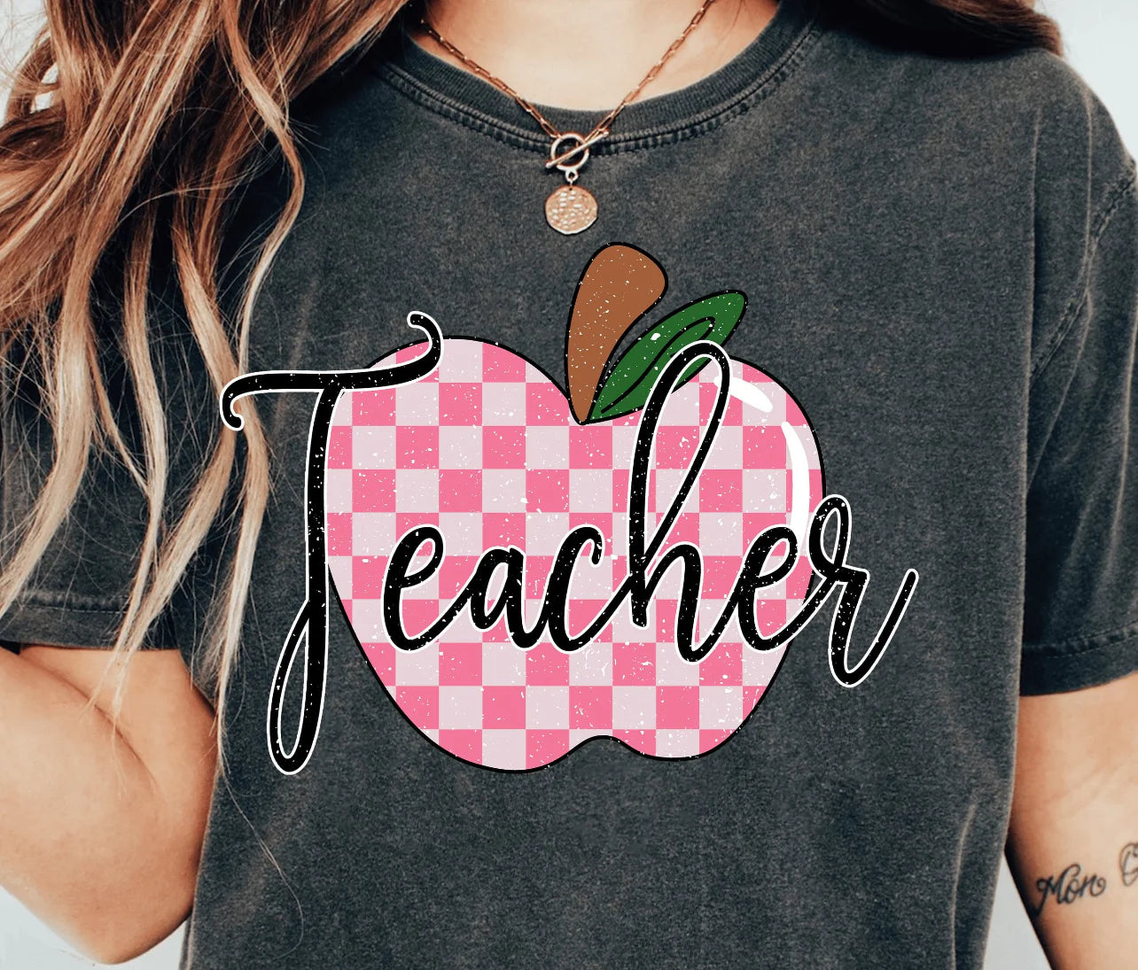 Teacher Checkered Apple T-shirt