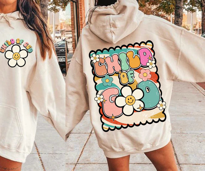 "Child of God" Retro Daisy Flower Hoodie