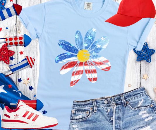 Patriotic Daisy Graphic Tshirt