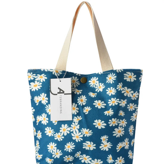 Vintage Artistic Floral Corduroy Tote