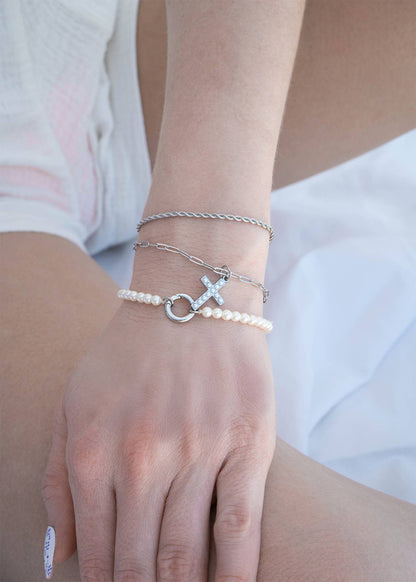 Pearl Charm Keeper Bracelet