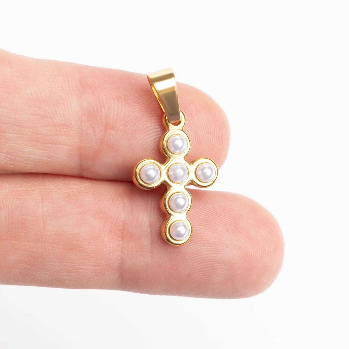 Freshwater Pearl Cross Charm
