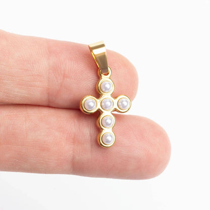 Freshwater Pearl Cross Charm