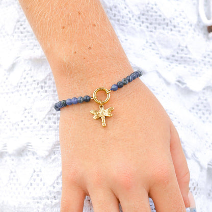 Semi Precious Natural Stone Charm Keeper Bracelet
