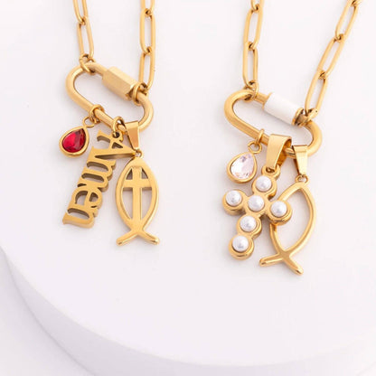 Freshwater Pearl Cross Charm